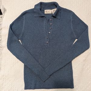 Kathie Lee Vintage Blue Ribbed Sweater, Small